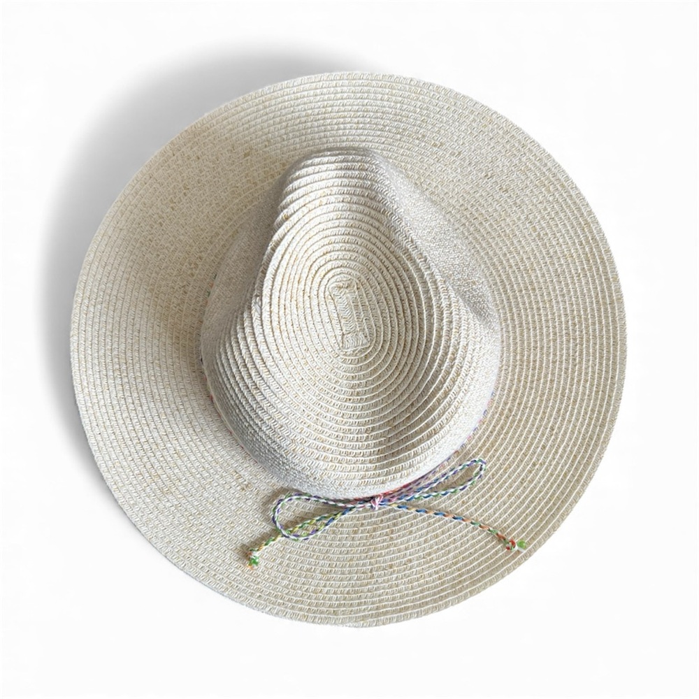 Panama Jack Paper Straw Floppy Sun Hat Colorful Braid - Picture 4 of 7